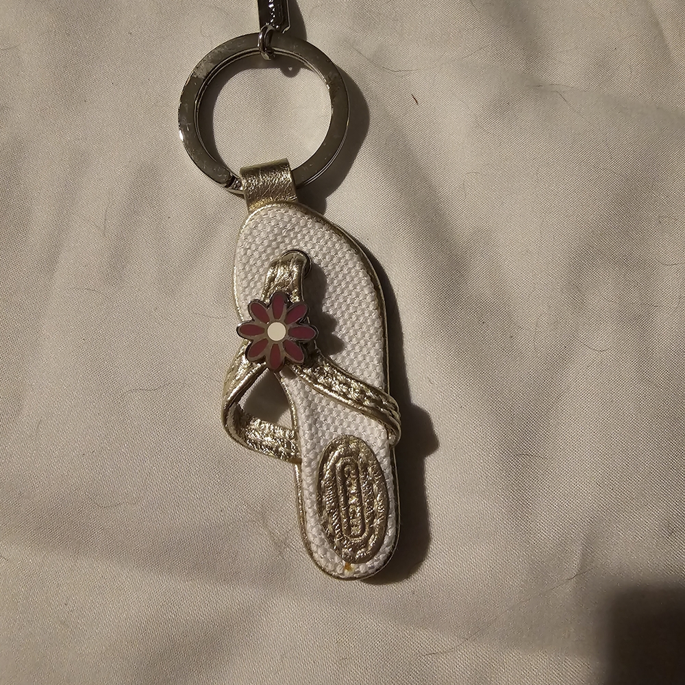 Coach Gold and White Sandal Key Holder